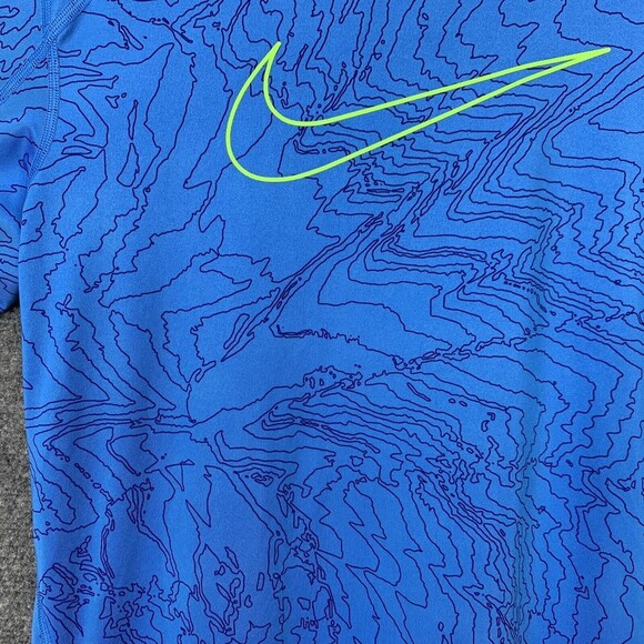 Nike Pro Dri Fit Women XL Fitted Short Sleeve Blue With Front Swoosh - Picture 4 of 9